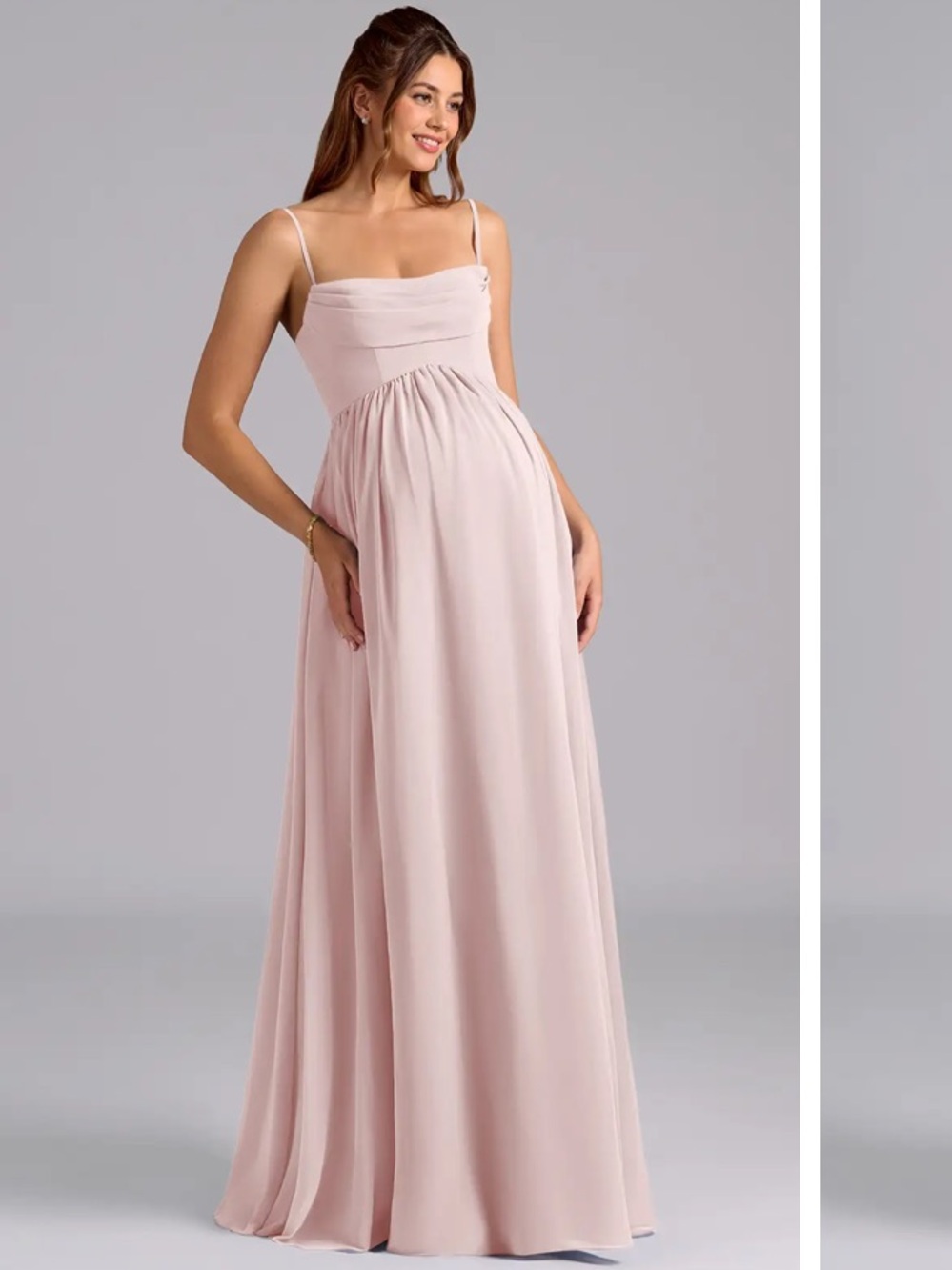 Azazie Blushing Pink Maxi Chiffon Dress